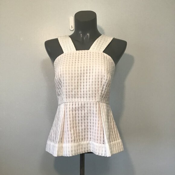 Maeve Basket Weave Peplum Pleated Sleeveless Halter Top  Size 4 - Picture 1 of 12